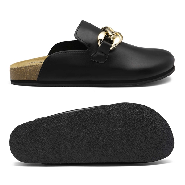 Non-Slip Metal Chain Slippers - BLACK PU - 3